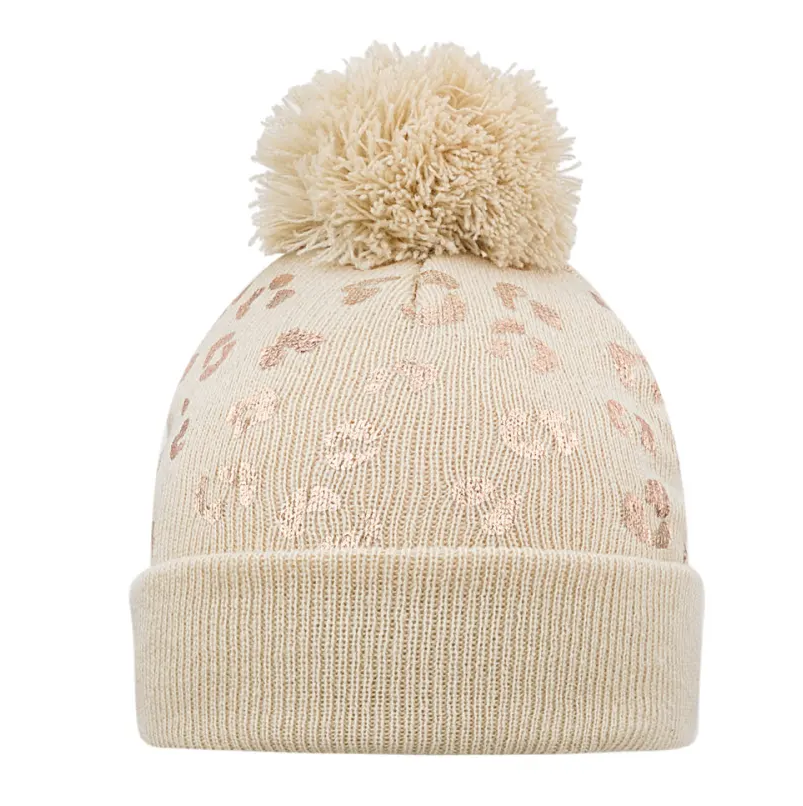 Muts Beanie Pompon Tijger beige