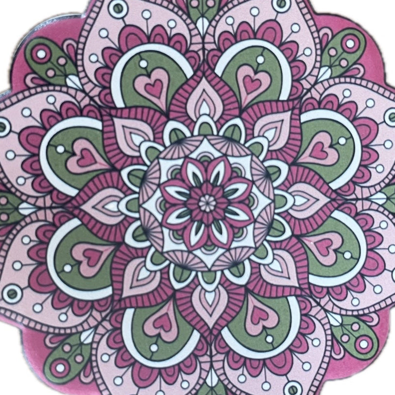 Onderzetter Mandala Bloem lichtroze roze 11x11cm