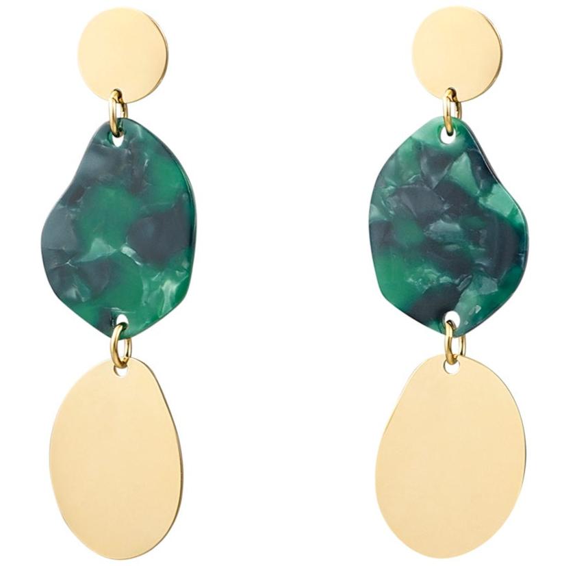 Oorbellen Aesthetic coins goud groen