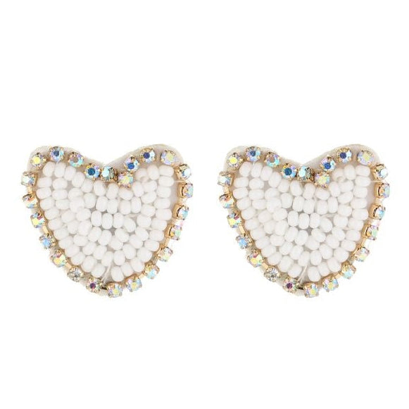 Oorbellen Beads Hart wit