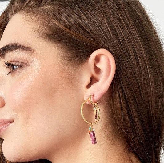 Oorbellen Bedel Party goud roze
