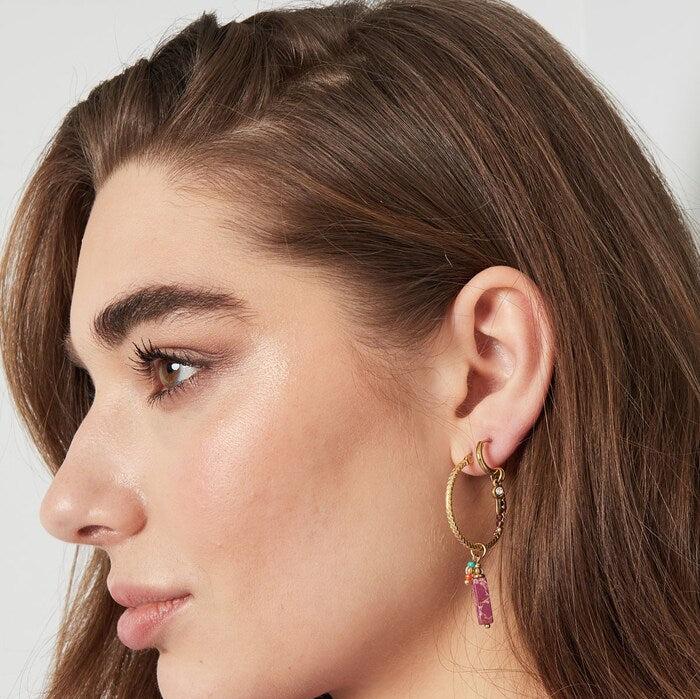 Oorbellen Bedel Party goud roze