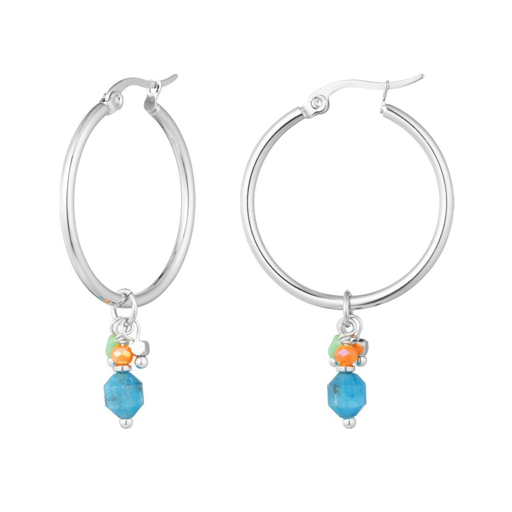 Oorbellen Bedel Party zilver blauw