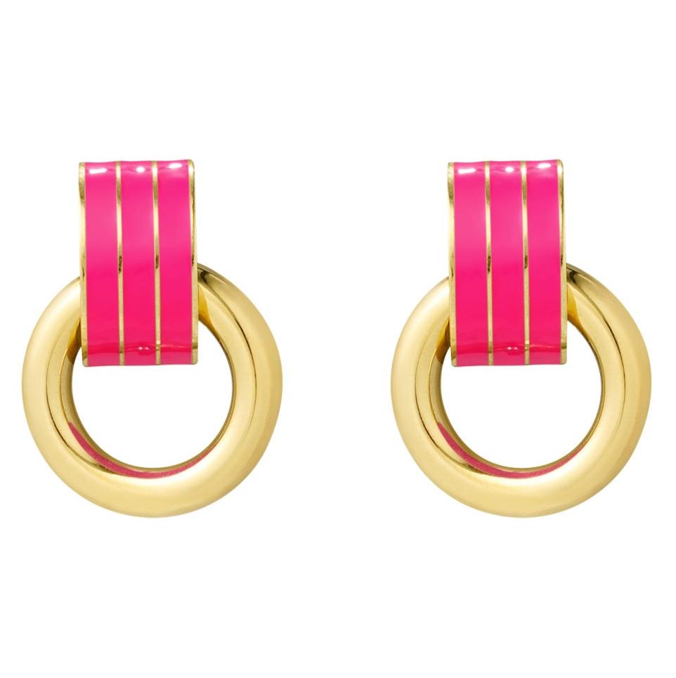 Oorbellen Dubbel goud fuchsia