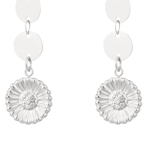 Oorbellen Flower Circles zilver