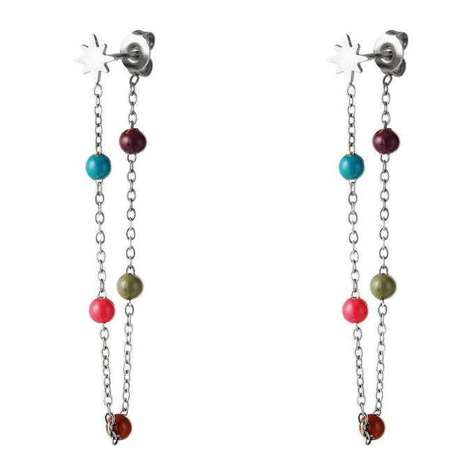 Oorbellen Gekleurde Bolletjes zilver multi