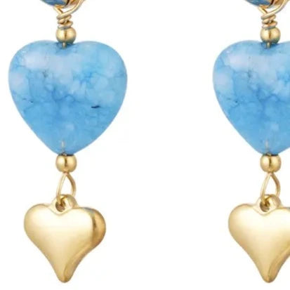 Oorbellen Hartendief roze blauw