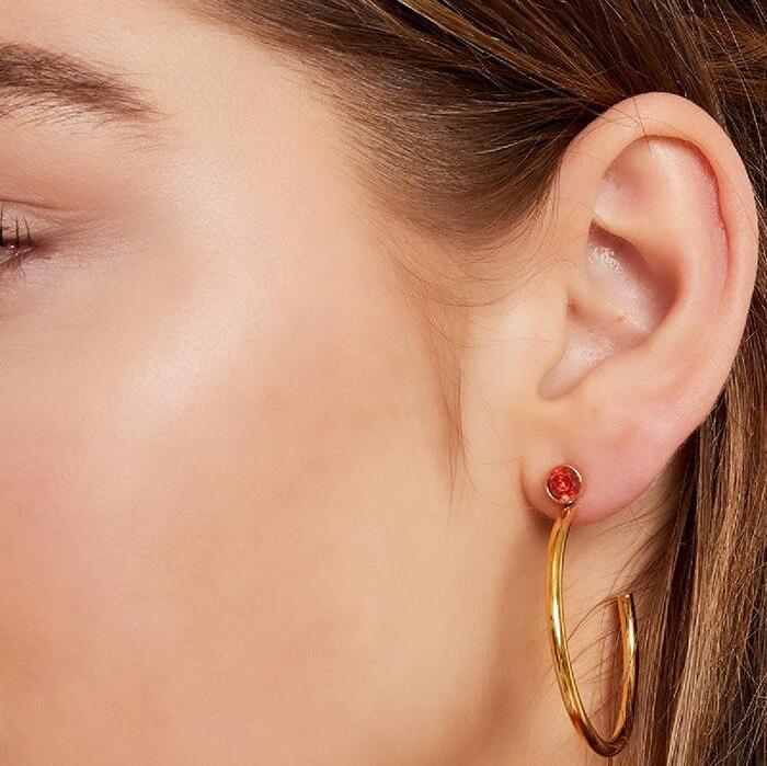 Oorbellen Hoepels zirkoon goud rood