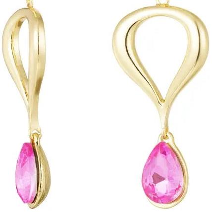 Oorbellen Klassiek met gekleurde hanger goud roze