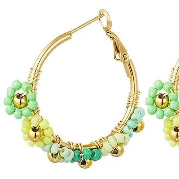 Oorbellen Kleurrijk Bloemen groen