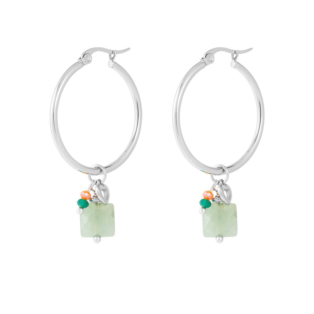 Oorbellen Kralen Bundel zilver groen