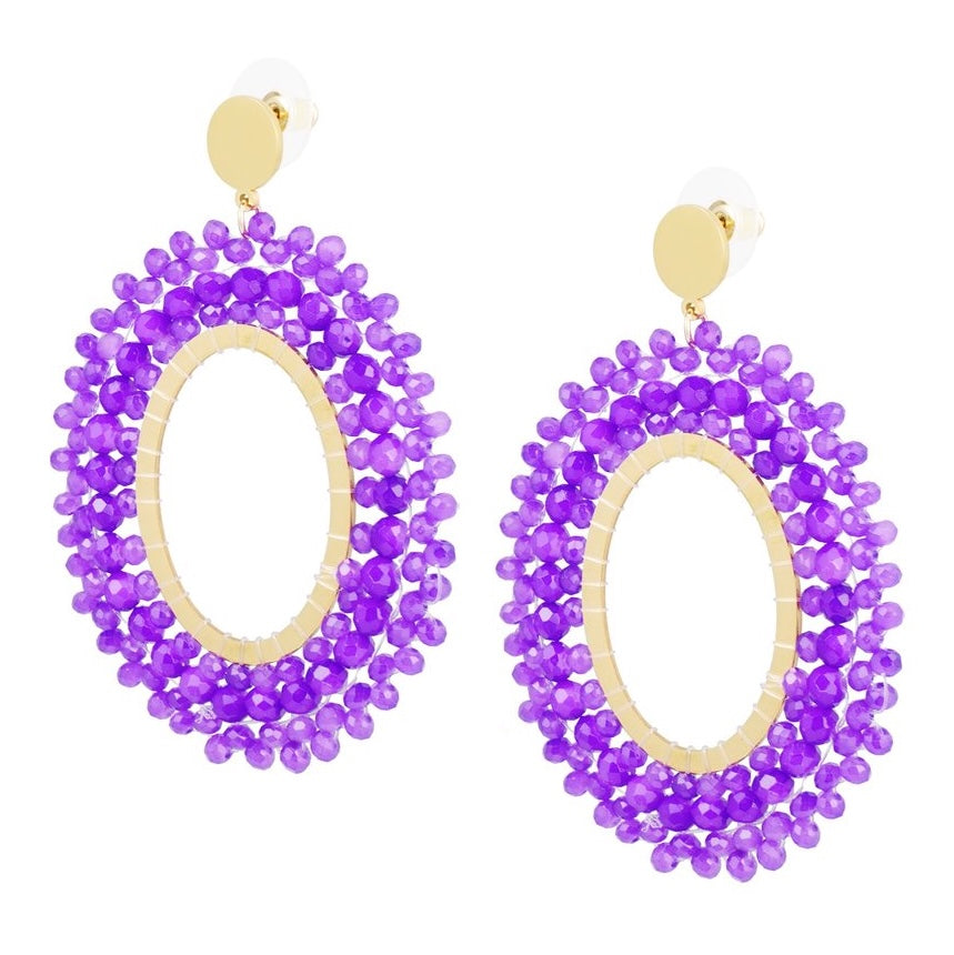 Oorbellen Kralen Party goud paars