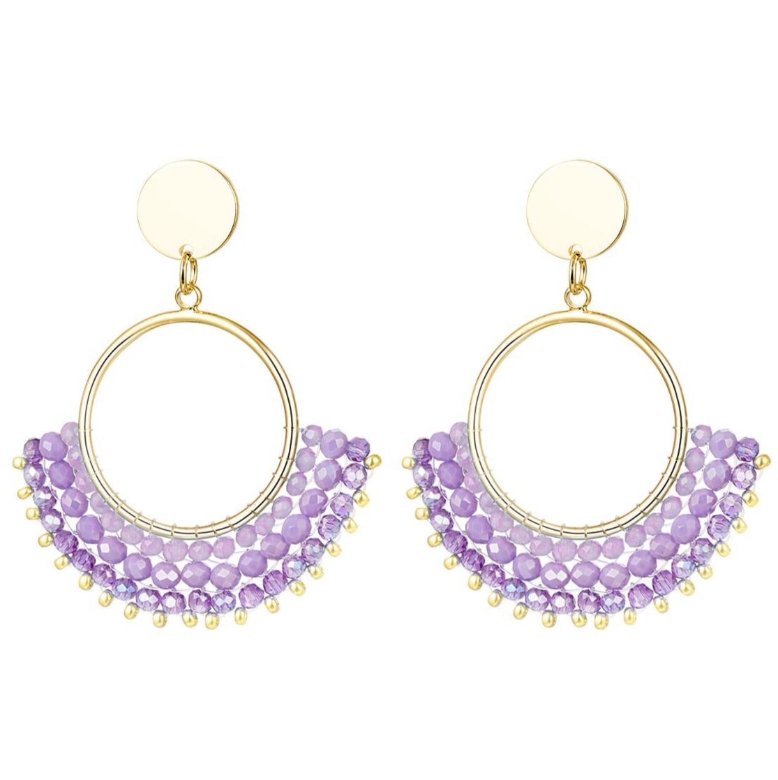Oorbellen Kristalkralen goud lila