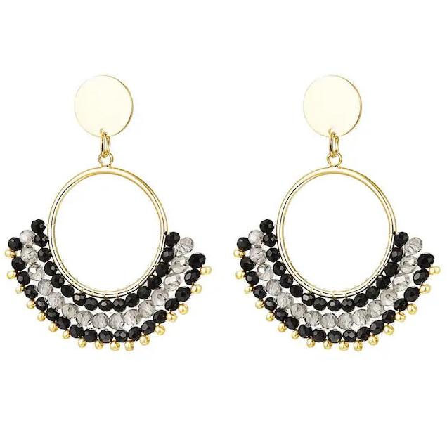 Oorbellen Kristalkralen goud zwart