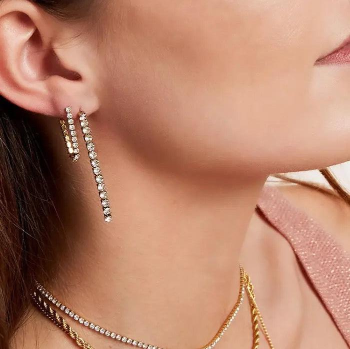 Oorbellen Kroonluchter goud wit