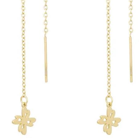 Oorbellen Lang Klaver goud