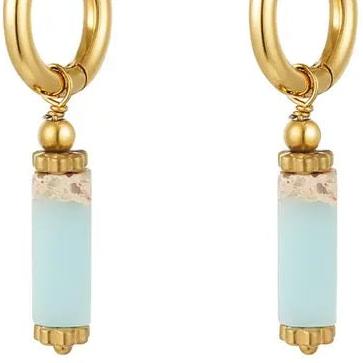 Oorbellen Rechthoekige steen goud blauw