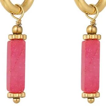 Oorbellen Rechthoekige steen rood