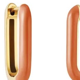 Oorbellen Rechthoekig goud koraal