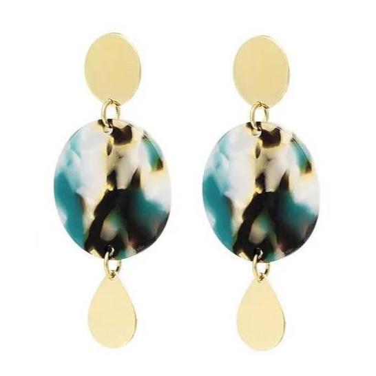 Oorbellen Rondjes goud groen