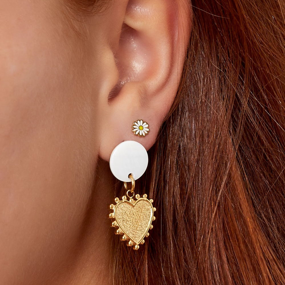 Oorbellen Schelp met Hart goud wit
