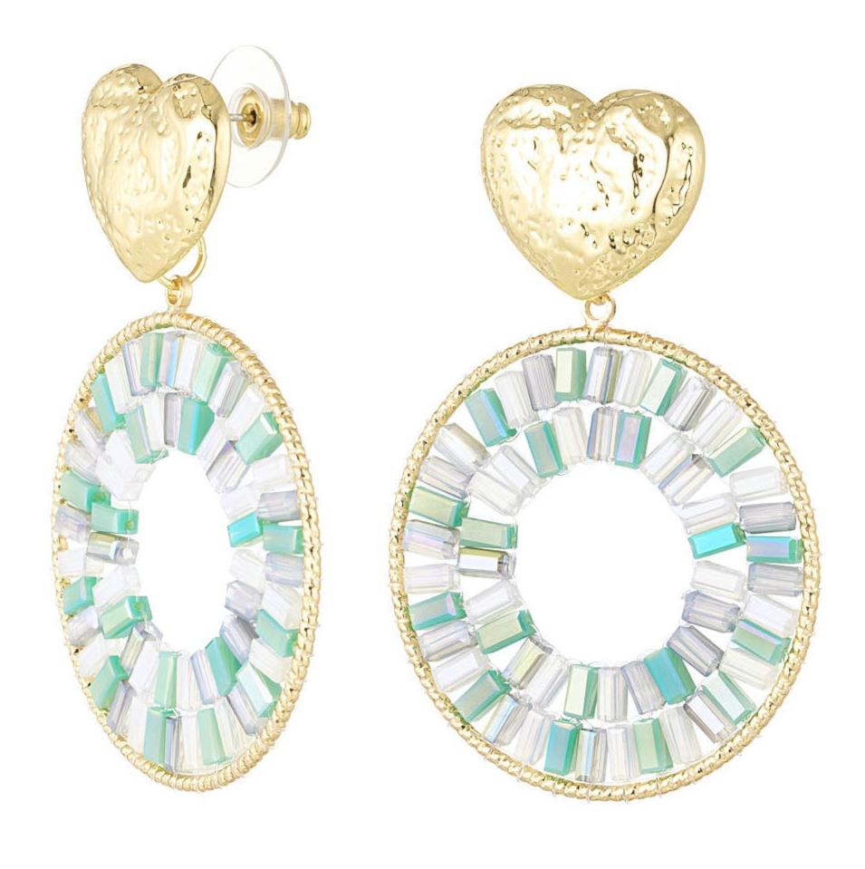 Oorbellen Statement met hart goud lichtblauw