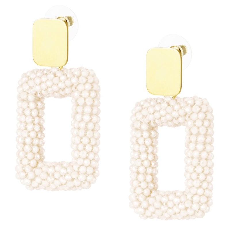 Oorbellen Statement rechthoekig off-white