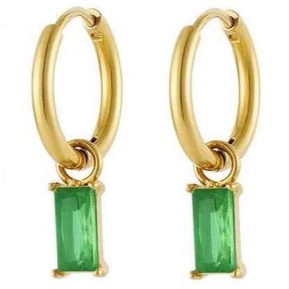 Oorbellen Steen goud groen