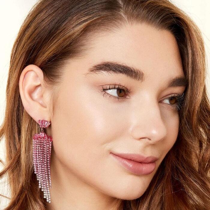 Oorbellen Strass met details roze