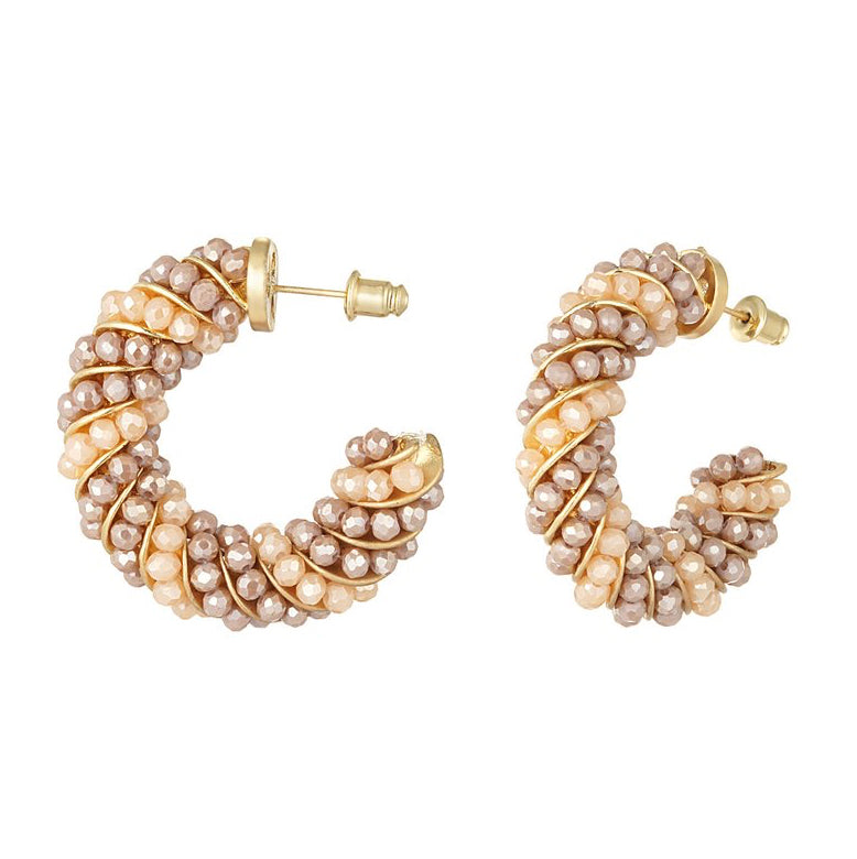 Oorbellen Twisted Grace beige
