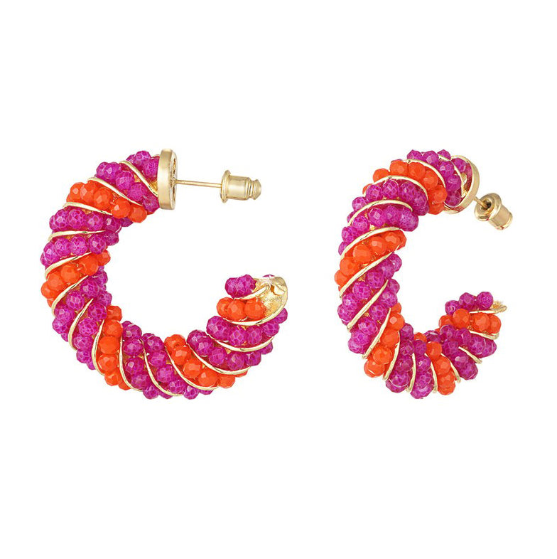 Oorbellen Twisted Grace paars oranje