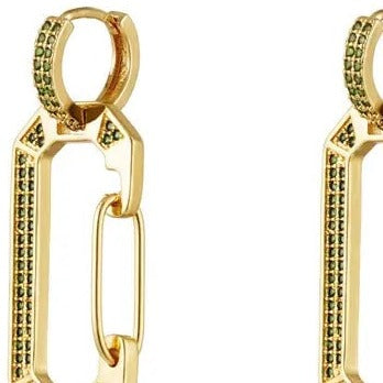 Oorbellen Verguld Zirkoon Koper groen