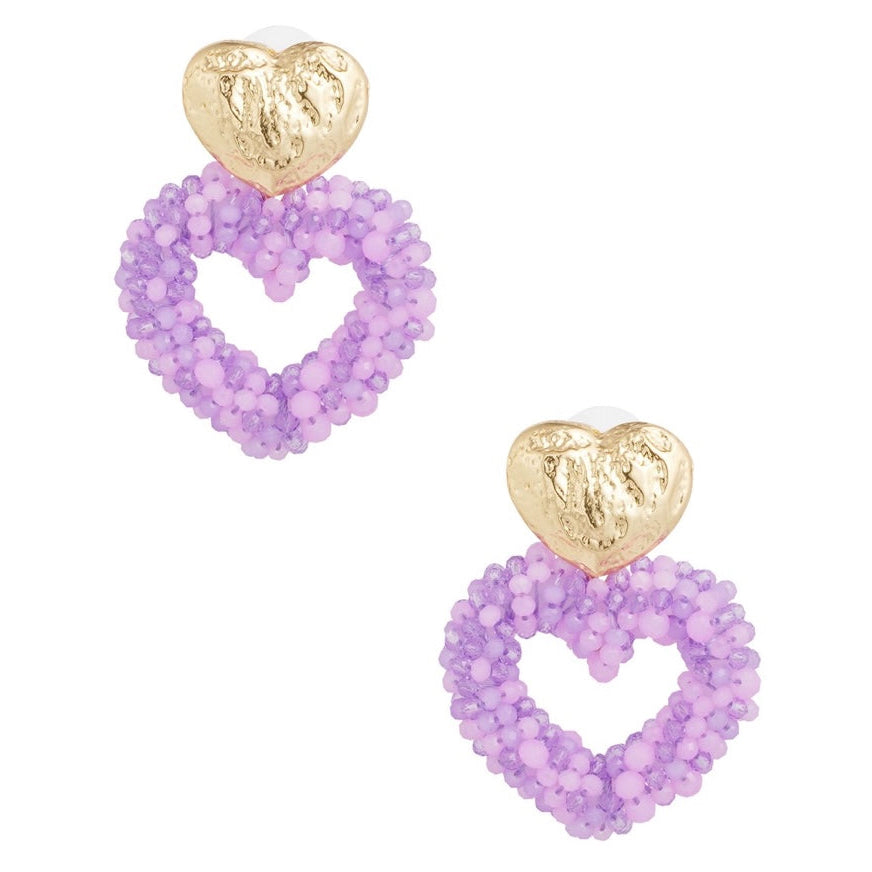 Oorbellen Way to my Heart goud Lila