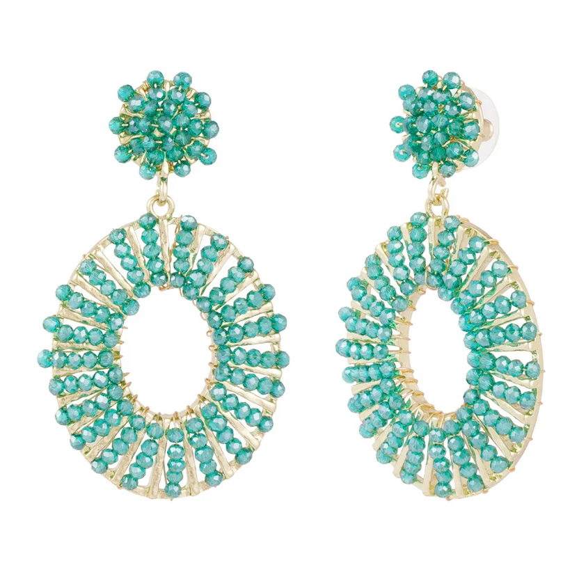 Oorbellen Bead Bliss goud groen