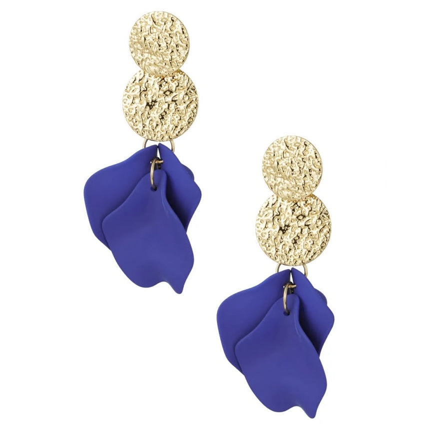 Oorbellen Blooming Chique goud blauw