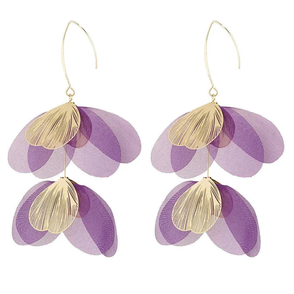 Oorbellen Blushing Flower goud paars