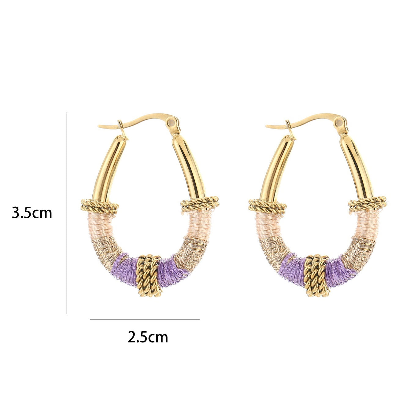 Oorbellen Boho goud paars maat