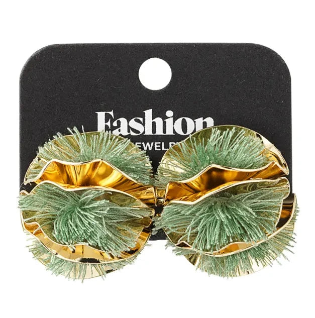 Oorbellen Colourful Flower Statement goud groen verpakking