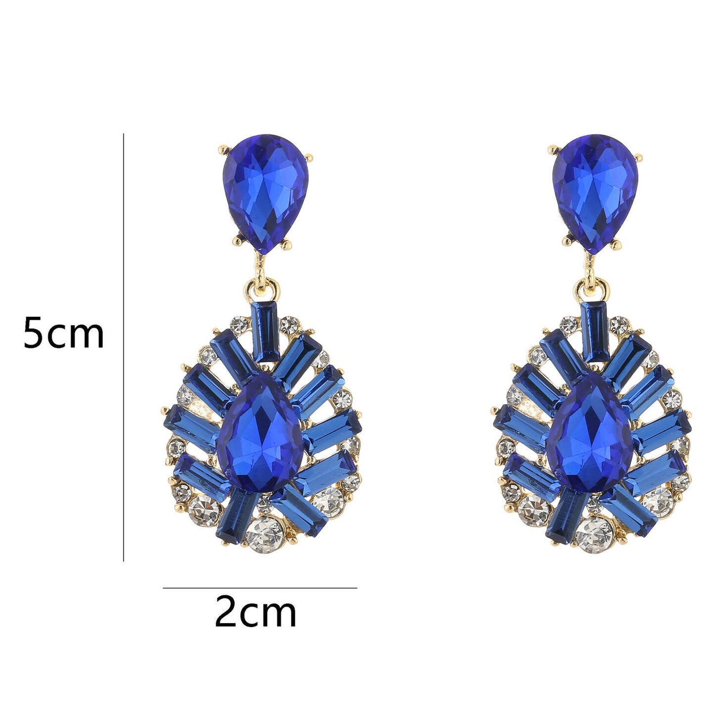 Oorbellen Crystal Party Rose blauw maat