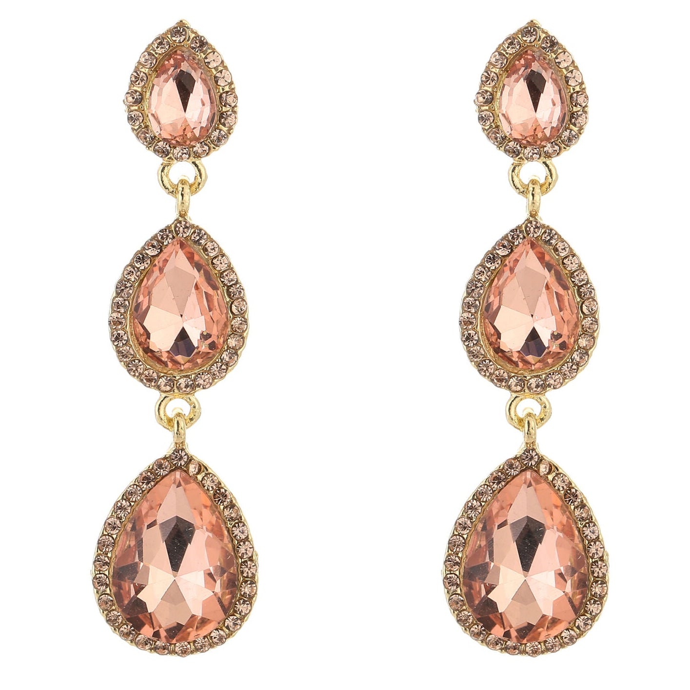 Oorbellen Crystal Party Triple goud roze