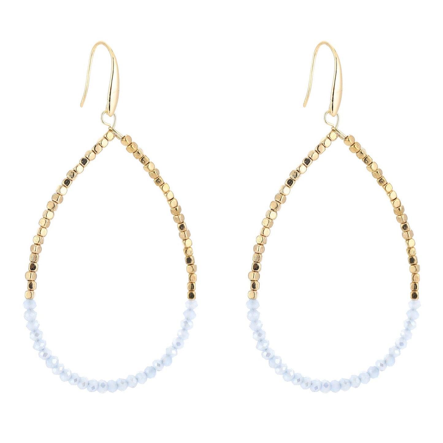 Oorbellen Druppel Double goud blauw