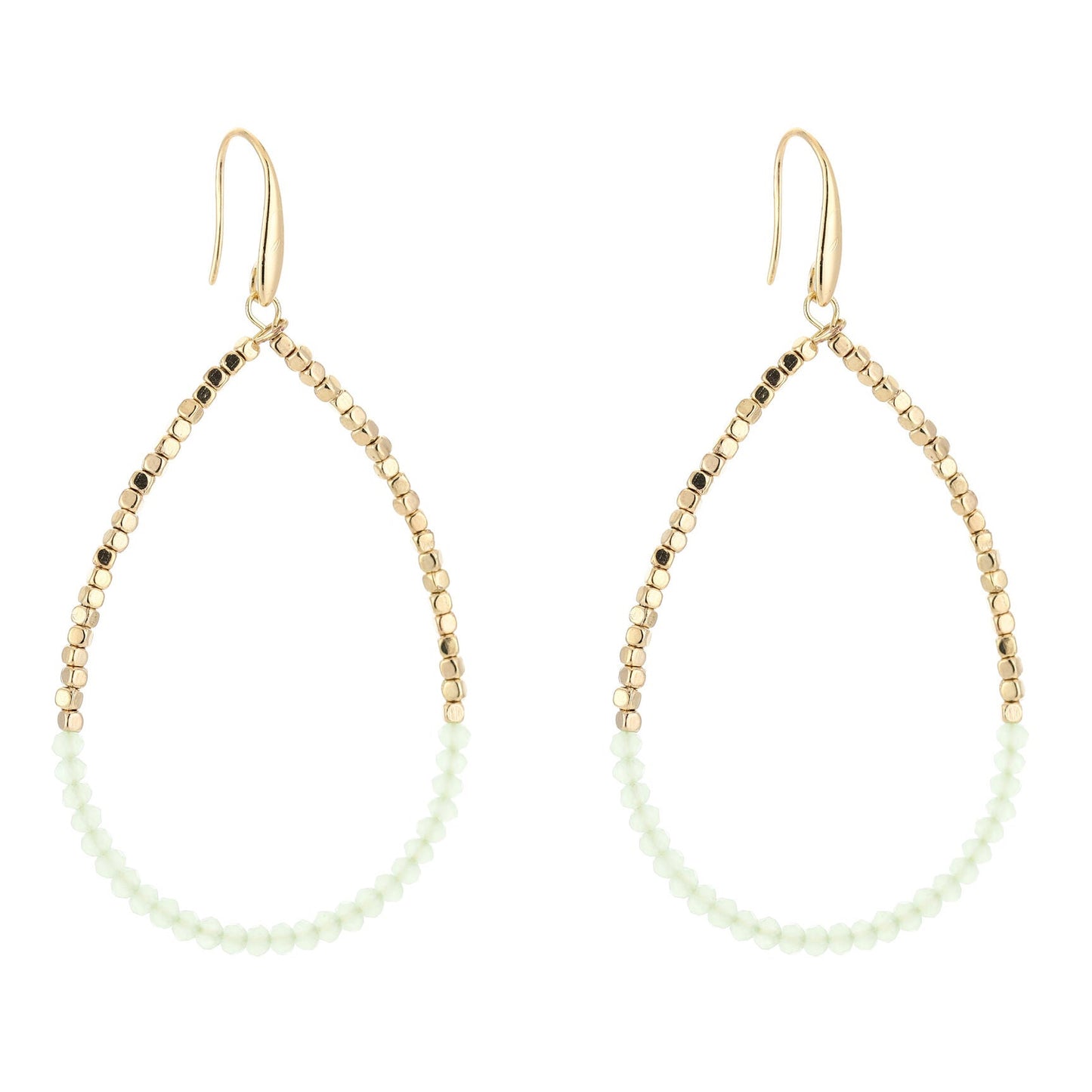 Oorbellen Druppel Double goud groen