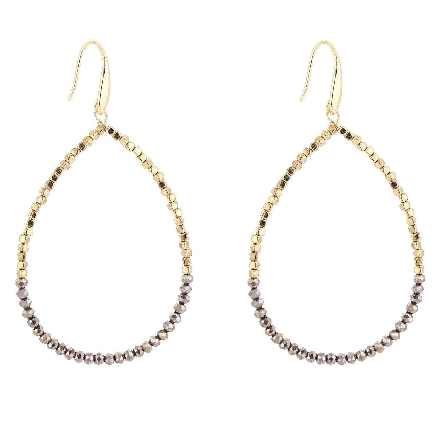 Oorbellen Druppel Double goud paars