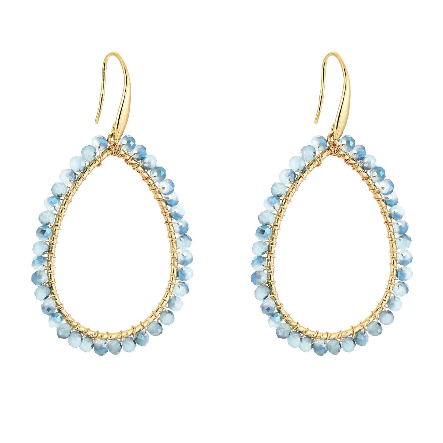 Oorbellen Druppel Kralen goud blauw