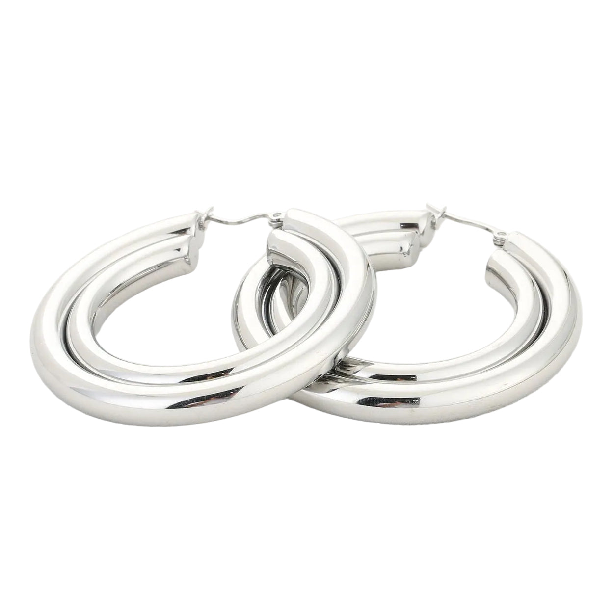 Oorbellen Dubbele Hoops zilver liggend