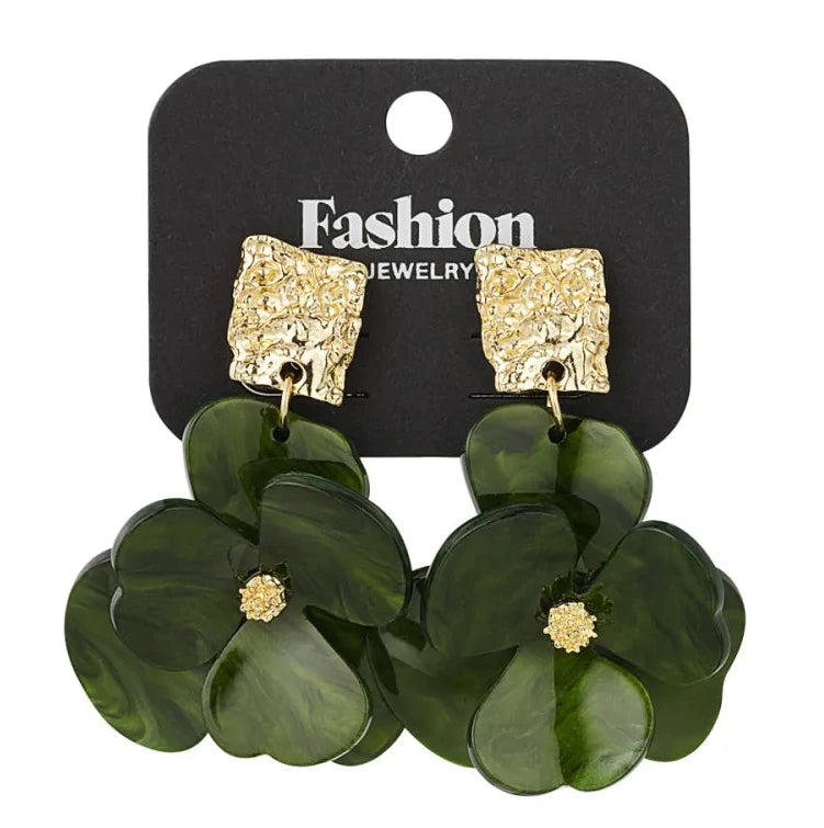 Oorbellen Flower Magic goud groen verpakking
