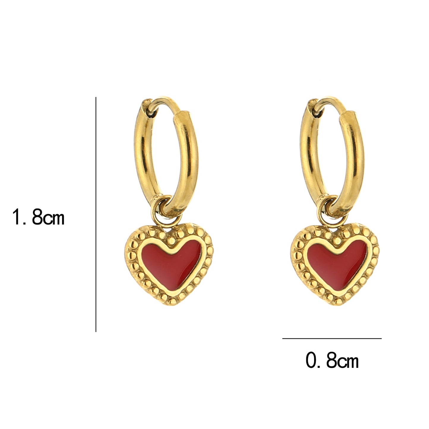 Oorbellen Hartje goud rood maat