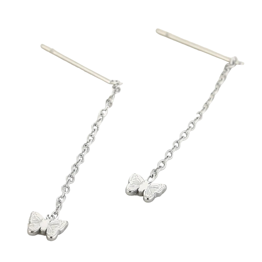 Oorbellen Ketting Vlinder zilver liggend