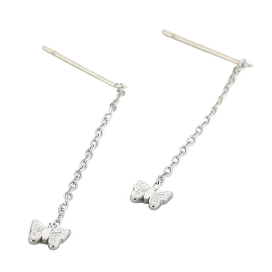 Oorbellen Ketting Vlinder zilver liggend