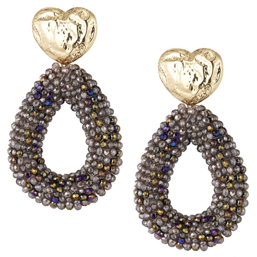 Oorbellen Kraaltjes Ovaal donkergrijs